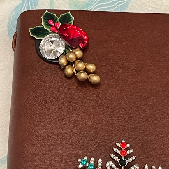 Brown Leather Journal with Festive Embellishments - Picture 3 of 7